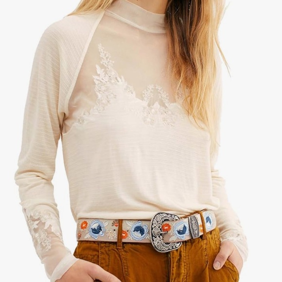 Free People Tops - NWT Free People Saheli Mesh Embroidery Top Medium